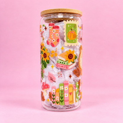 Autumn Bookish 20oz Glass Tumbler🍁