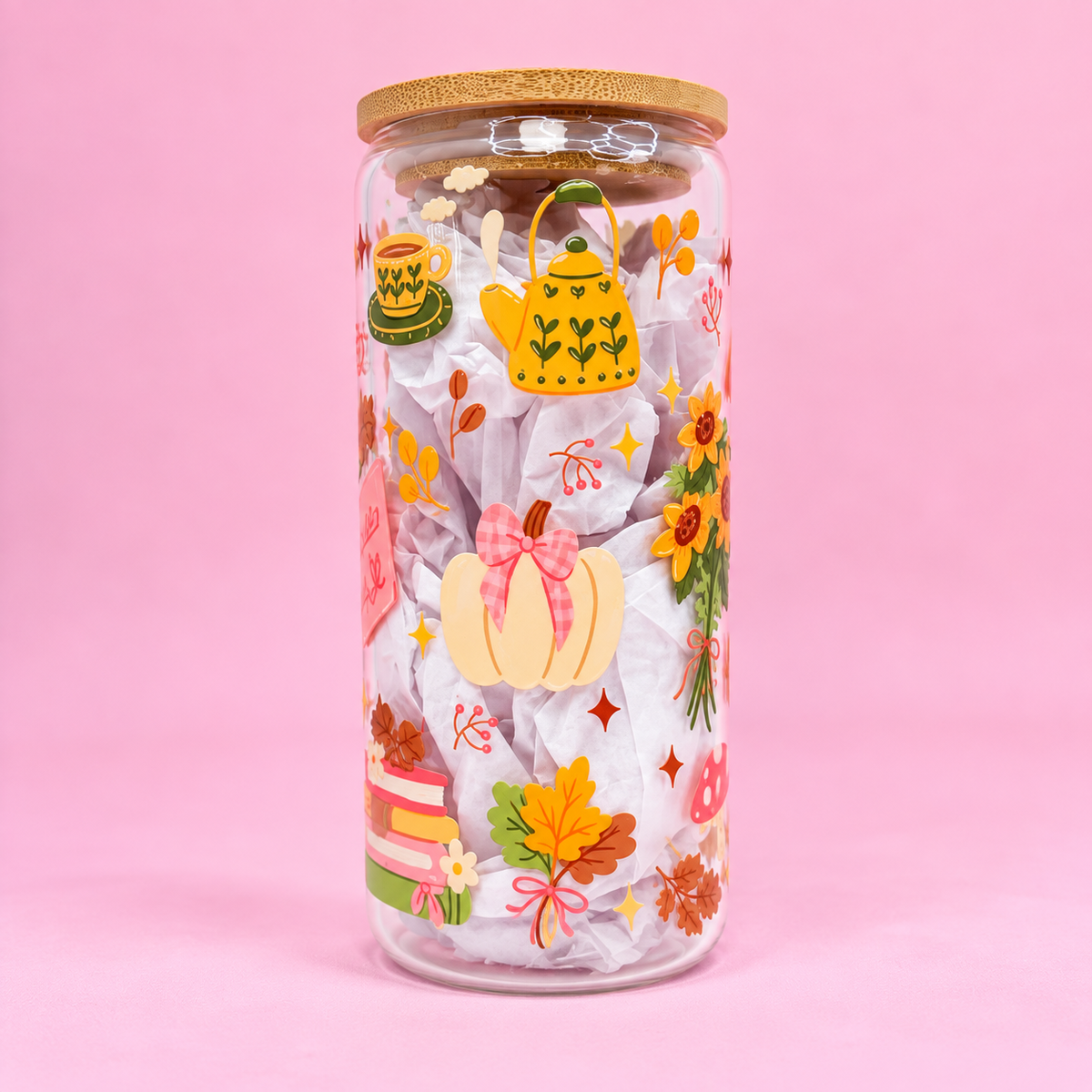 Autumn Bookish 20oz Glass Tumbler🍁