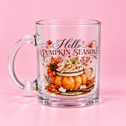 Hello Pumpkin Season 11oz Glass Mug 🍂☕