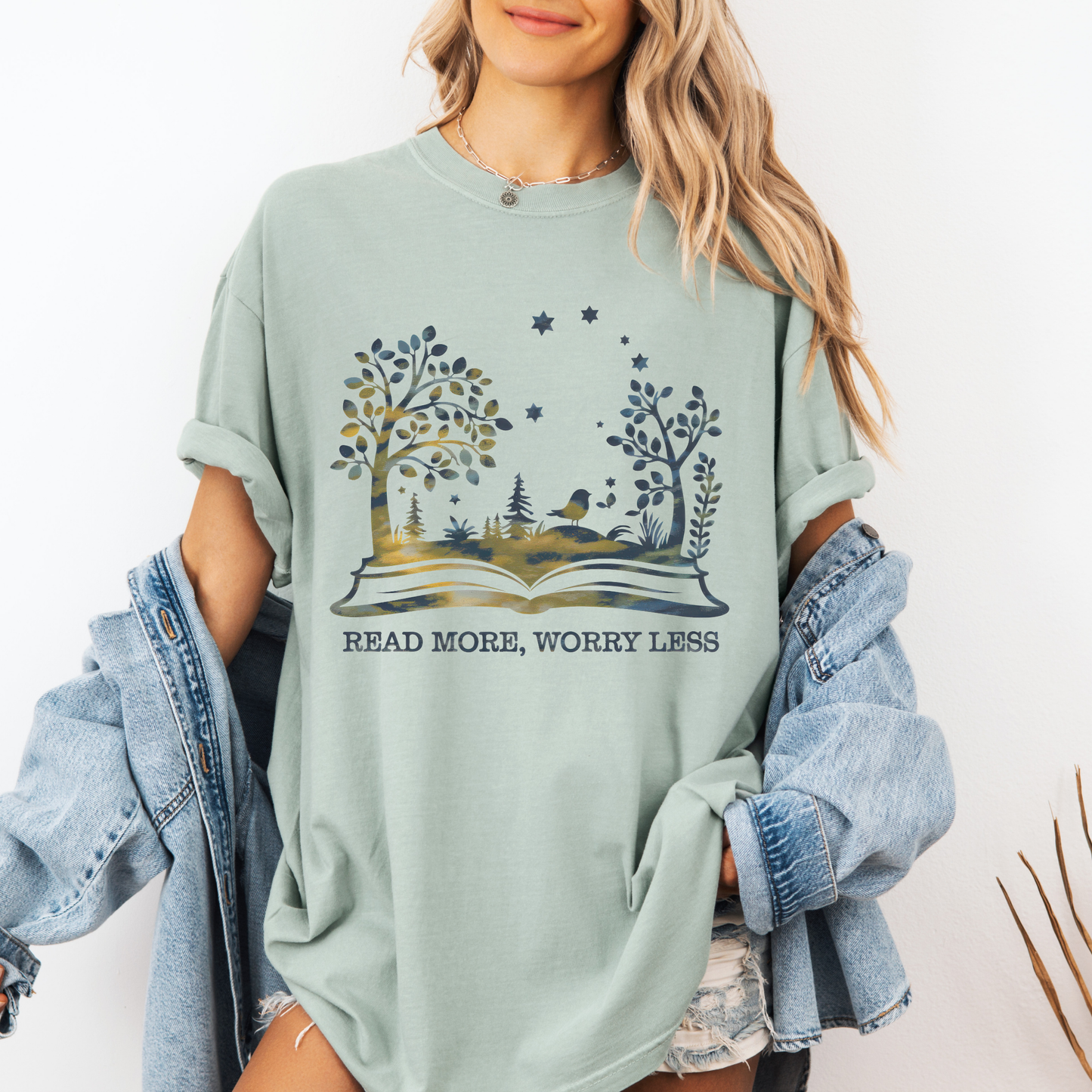 📚 Read More, Worry Less Tee 🌿✨