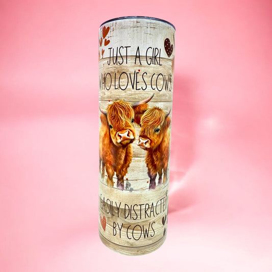 🐄 Just a Girl Who Loves Cows – 20oz Tumbler 🤎