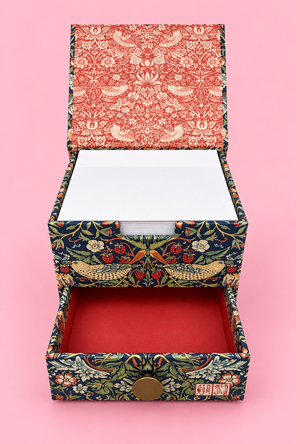 🍓 William Morris Strawberry Thief Memo Box with Drawer 🍓