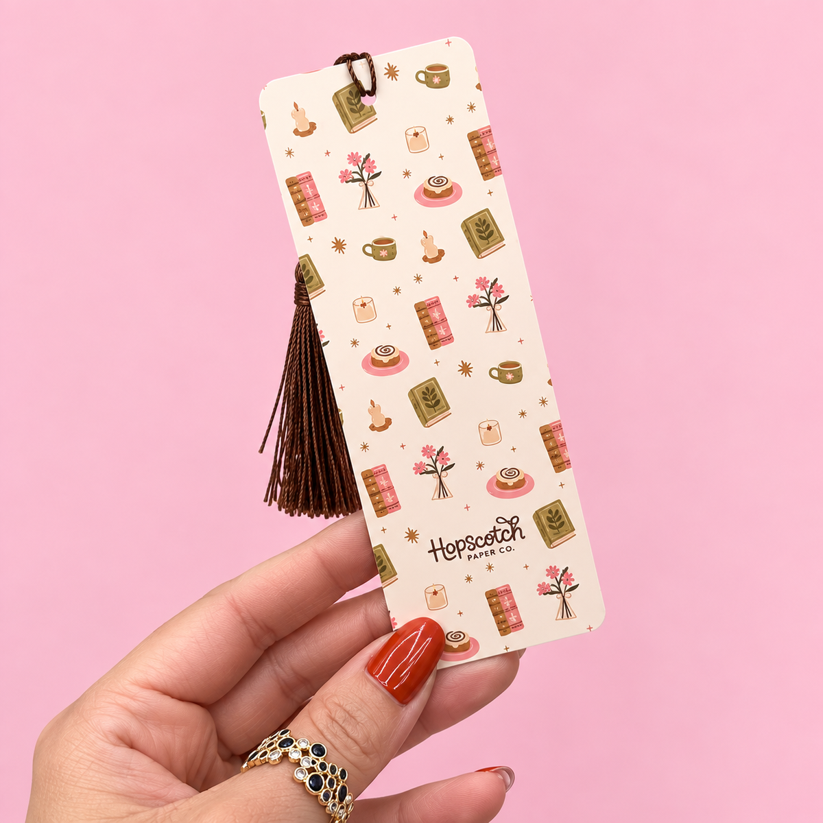 📚 A Good Book & Sleepy Tea Bookmark with Tassel ☕✨