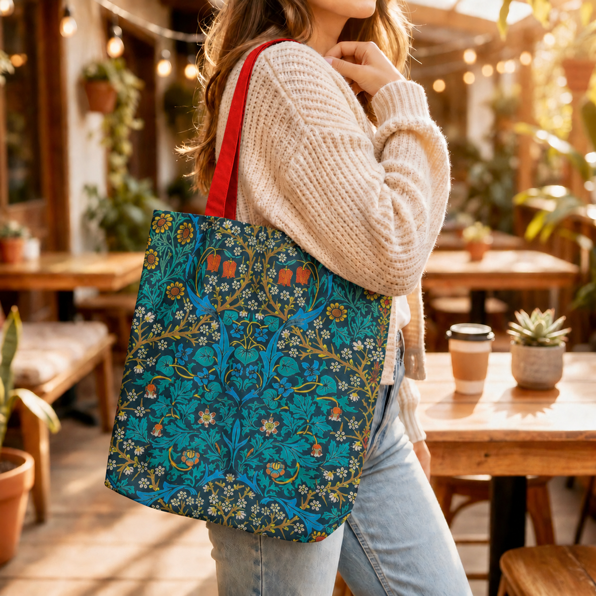 🌿 William Morris Floral Tote Bag 🧡