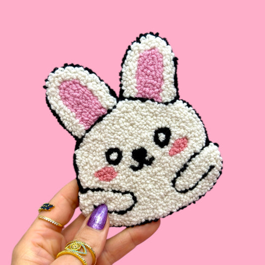Snuggle Bunny Punch Needle Coaster 🐰💗✨