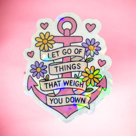 🌸⚓️ “Anchored in Positivity” Holographic Sticker ⚓️🌸
