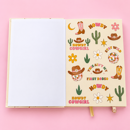 🤠 Howdy Cowgirl Journal & Sticker Sheet 🌵💗