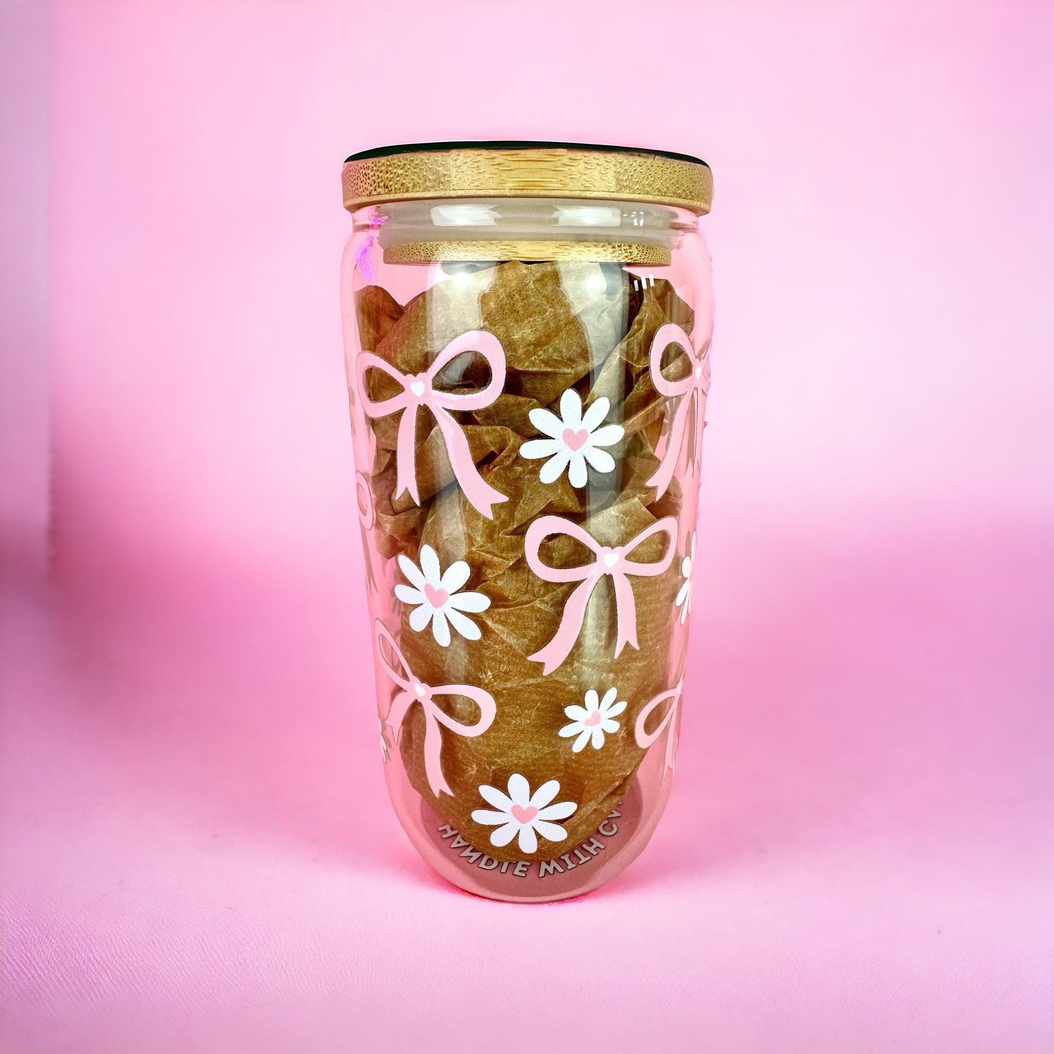 Bow Daisy Coquette 16oz (455ml) Iced Coffee Glass Cup