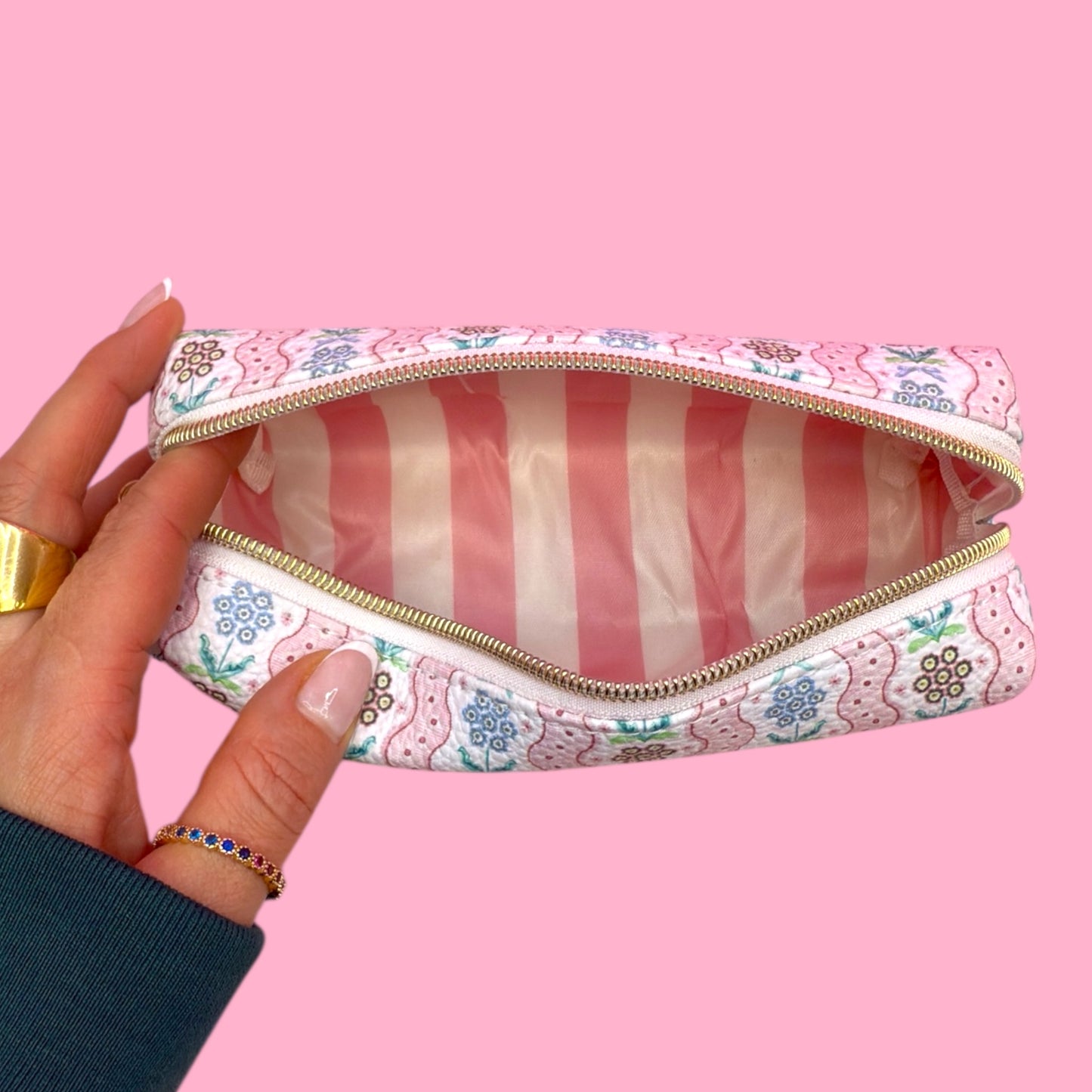 Floral Quilted Pencil Case 🌸✨