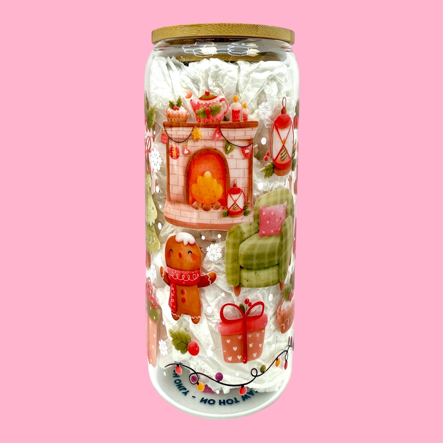 🎄 Cozy Christmas 20oz Glass Cup ☕