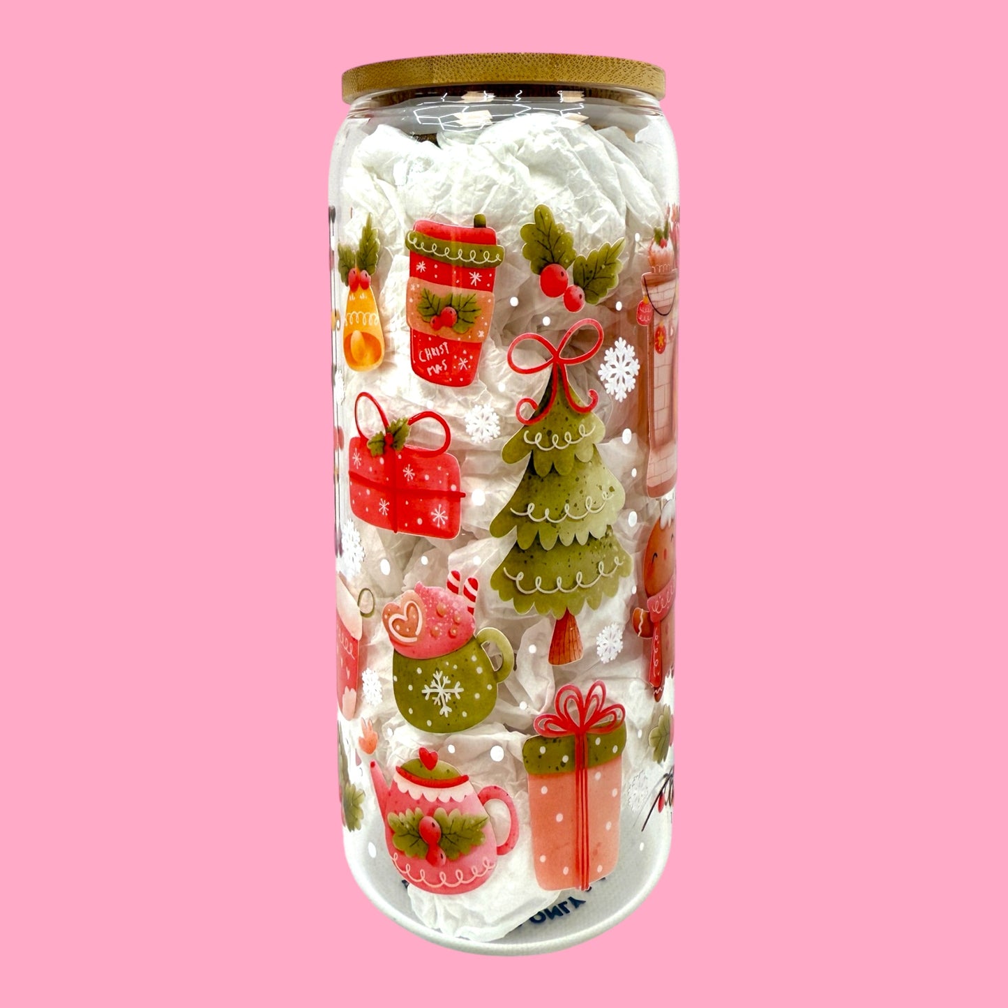 🎄 Cozy Christmas 20oz Glass Cup ☕