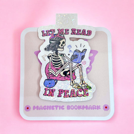 ✨“Let Me Read in Peace” Holographic Magnetic Bookmark📖