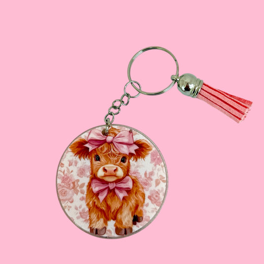 🌸 Highland Cutie Acrylic Keyring 🌸