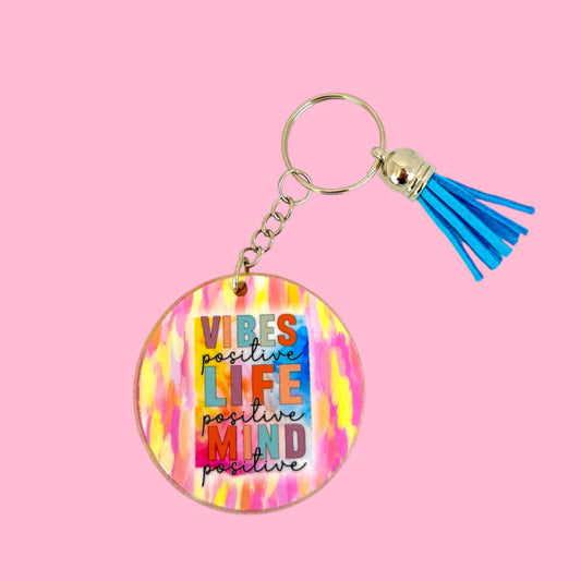 🌈 Positive Vibes Acrylic Keyring 💖