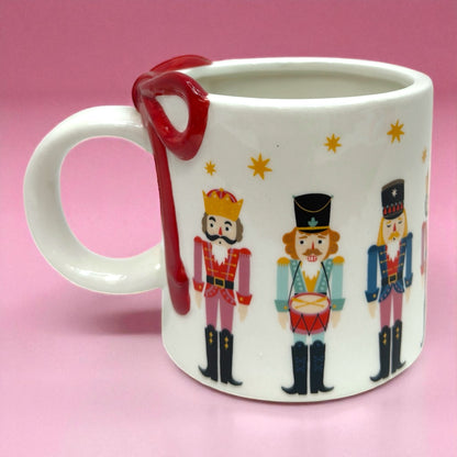 🎁 Nutcracker Christmas 15oz Mug with 3D Bow Handle 🎄✨