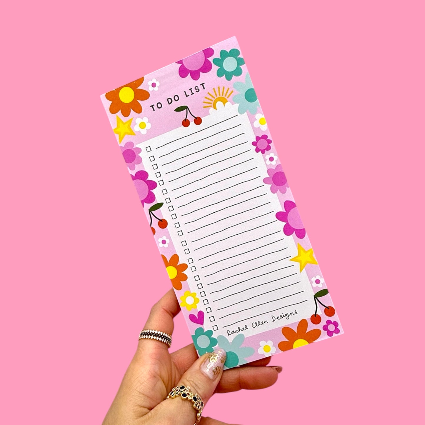 🌸 Retro Floral To Do List Notepad✨📝