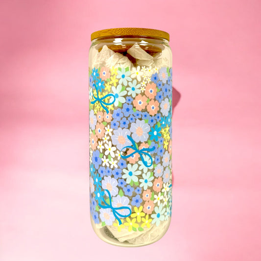 🌸 Bloom & Bow 20oz Glass Cup 🌼
