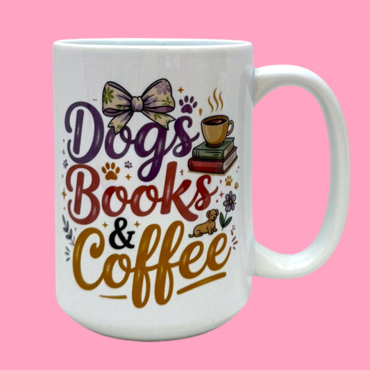 🐾📚Dogs, Books & Coffee 15oz Mug