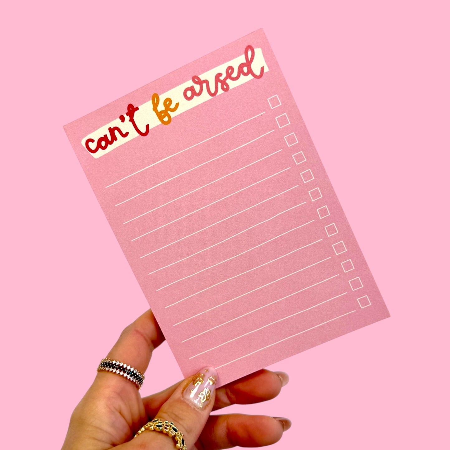 ✨ “Can’t Be Arsed” A6 Notepad Pink To-Do List | Made in the UK 💖