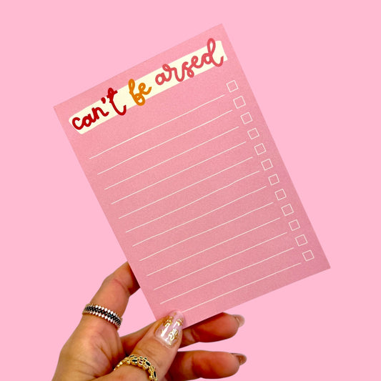 ✨ “Can’t Be Arsed” A6 Notepad Pink To-Do List | Made in the UK 💖