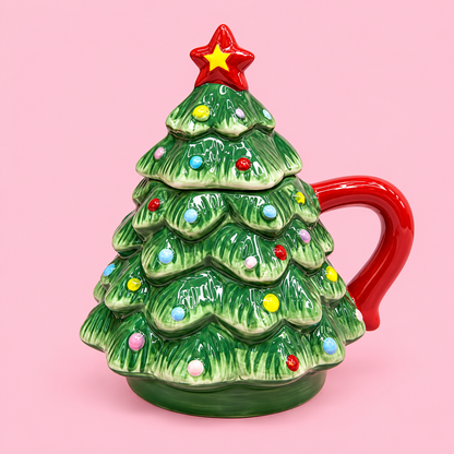 🎄✨ Magical Christmas Tree Ceramic Mug with Lid 17 oz