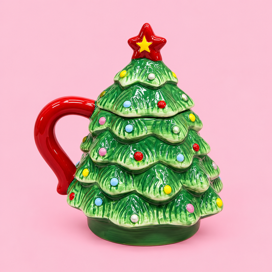 🎄✨ Magical Christmas Tree Ceramic Mug with Lid 17 oz