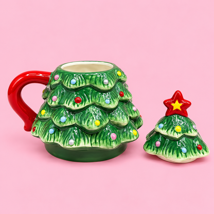 🎄✨ Magical Christmas Tree Ceramic Mug with Lid 17 oz