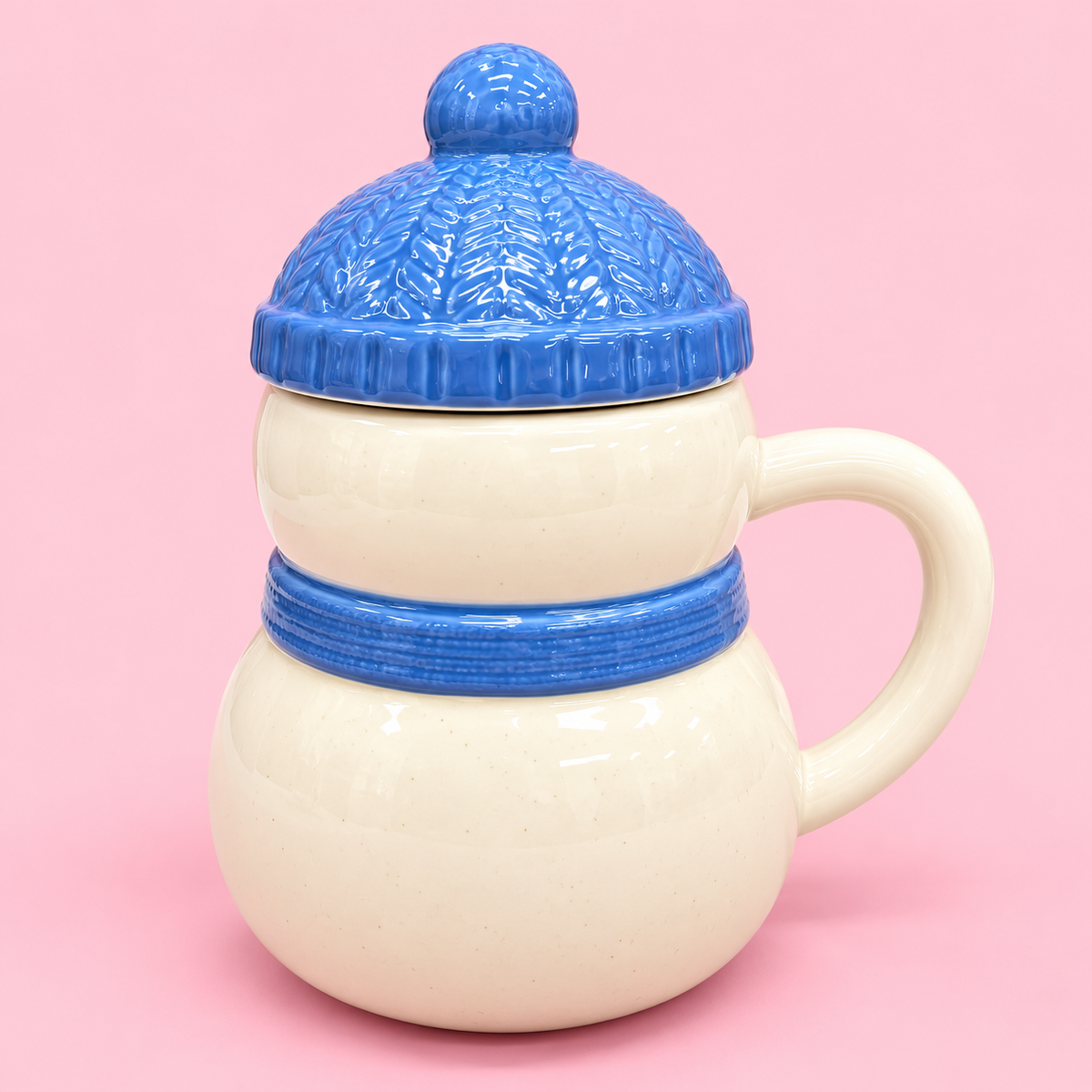 ⛄💙 Snowman Ceramic Mug with Lid 16oz ❄️