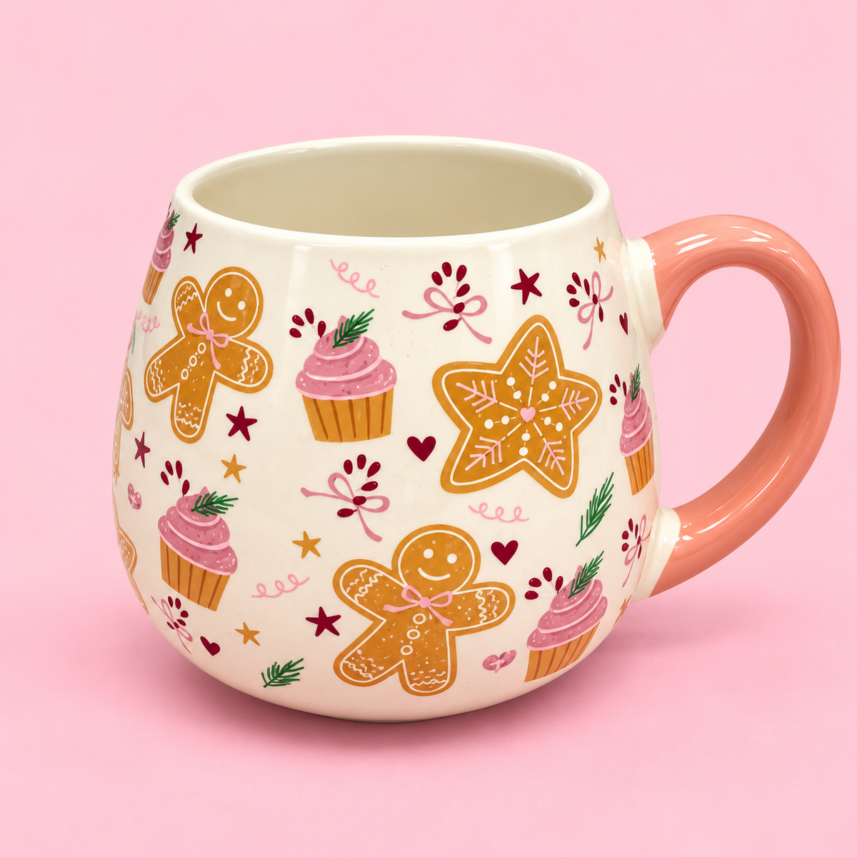 🎀 Pink Gingerbread Christmas Mug & Cosy Socks Set 17oz🎄