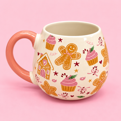 🎀 Pink Gingerbread Christmas Mug & Cosy Socks Set 17oz🎄