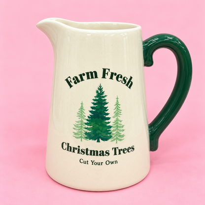 🎄 Farm Fresh Christmas Trees Ceramic Jug 🌲