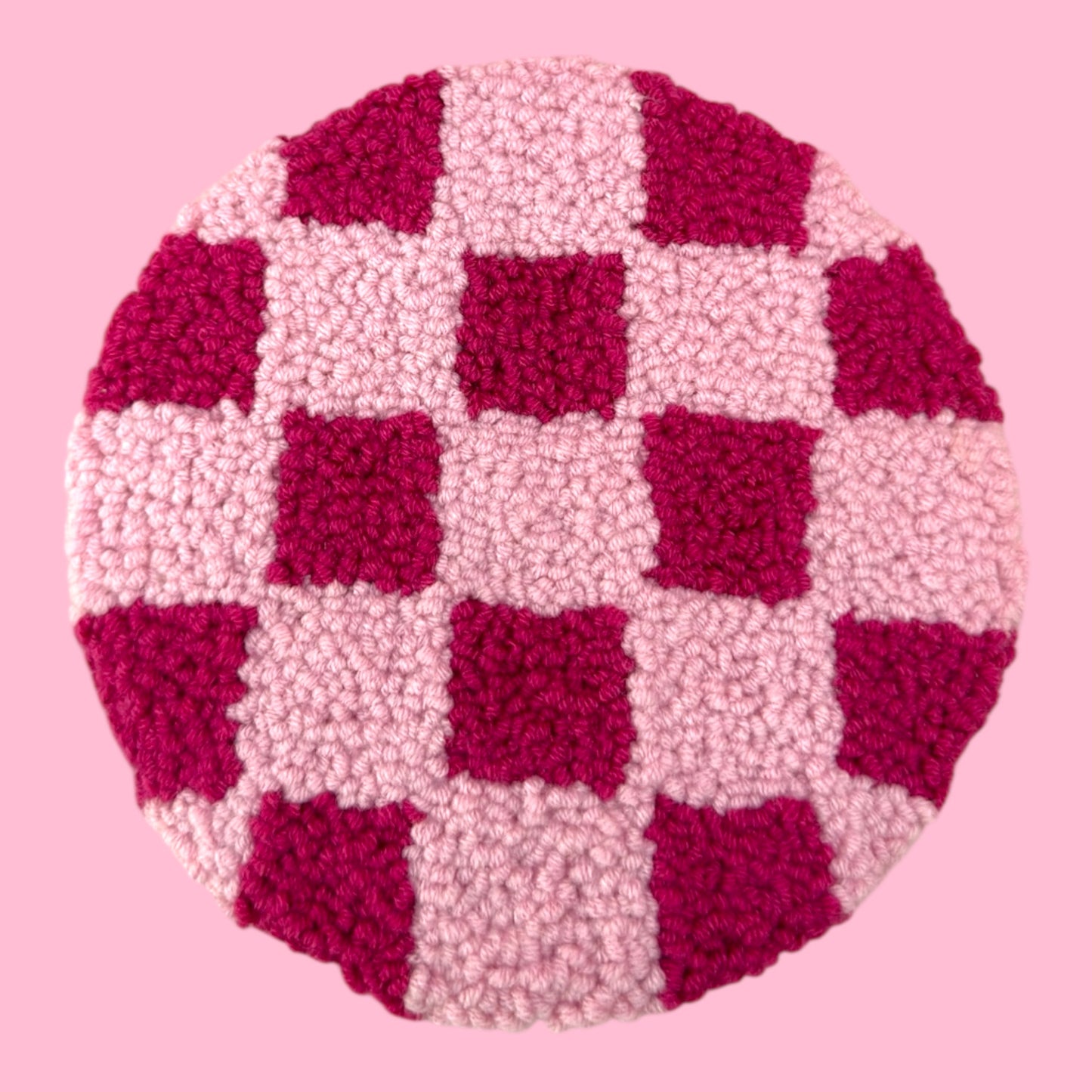 Pink Checkerboard Mug Rug Coaster 💗🧶☕