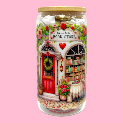 📚✨ Bookstore Lover 16oz Glass Cup