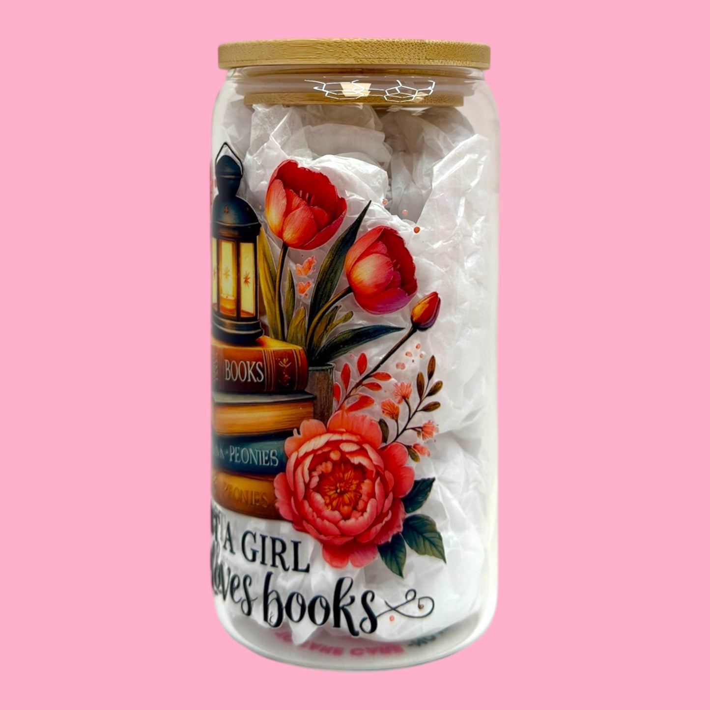 📚🌸 Just a Girl Who Loves Books Glass Cup, 16oz