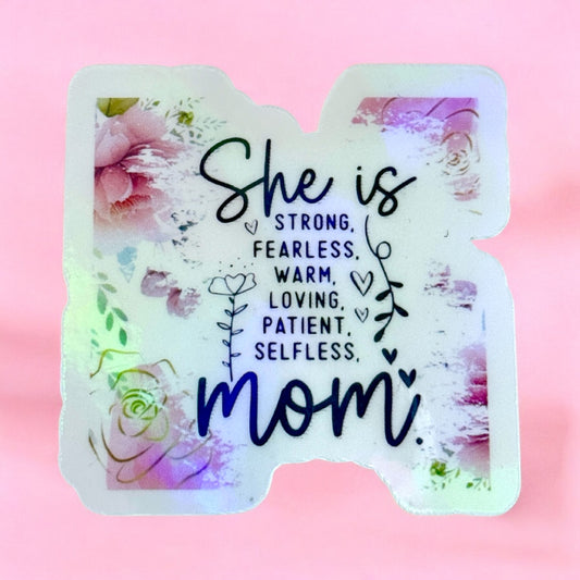🌸 “She is Mom” Floral Vinyl Sticker 🌸
