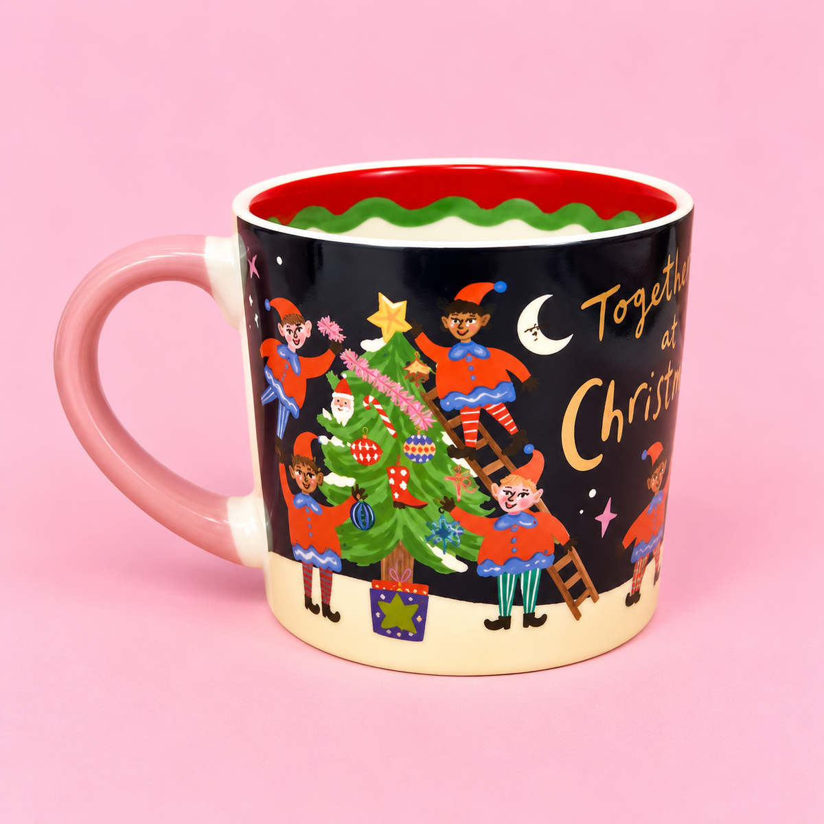 🎄✨ Together at Christmas 12oz Mug Pink Handle 💖