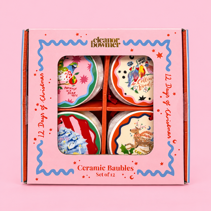 🎄✨ 12 Days of Christmas Ceramic Baubles Set of 12🎅🏻