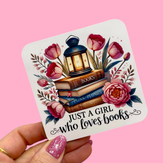 📖🌷Just a Girl Who Loves Books, Floral Bookish Coaster