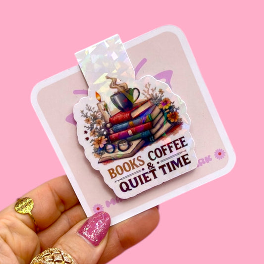 ☕️Books, Coffee & Quiet Time – Magnetic Bookmark 📖✨