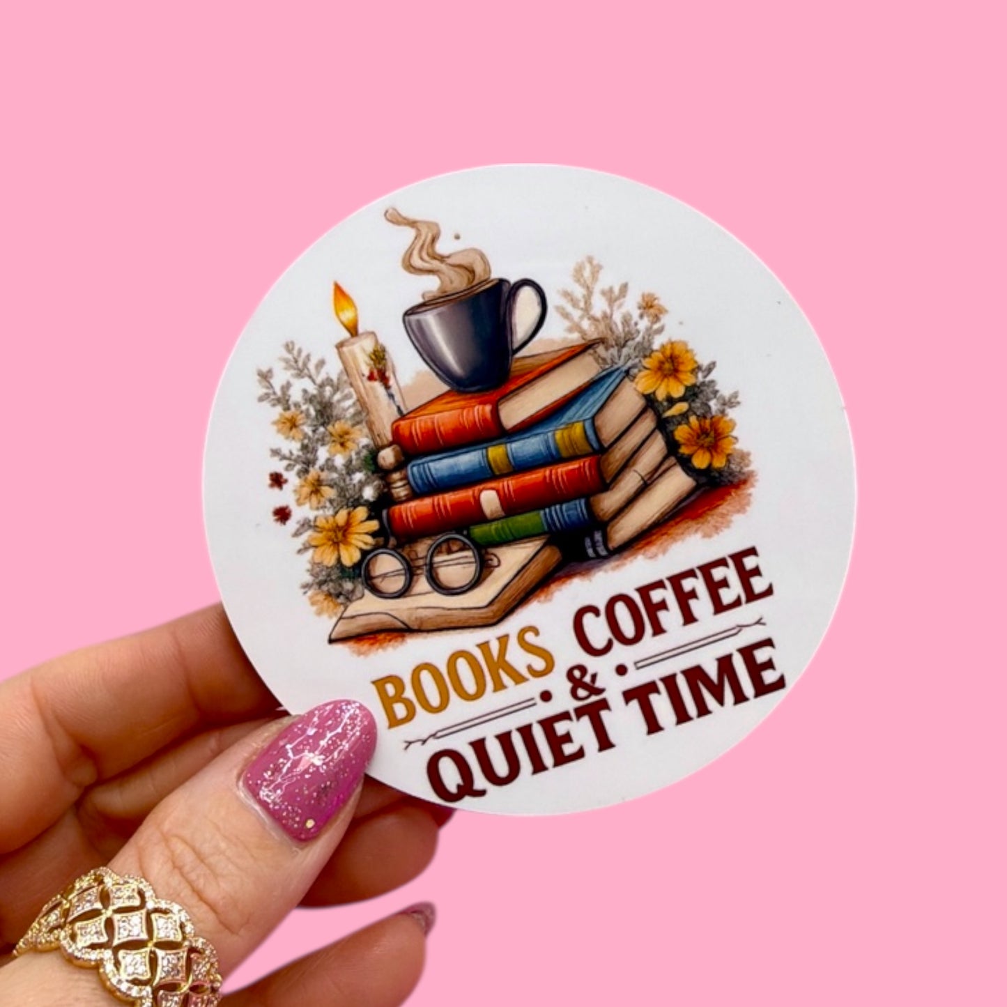 ☕📚 Books, Coffee & Quiet Time – Coaster 📚☕