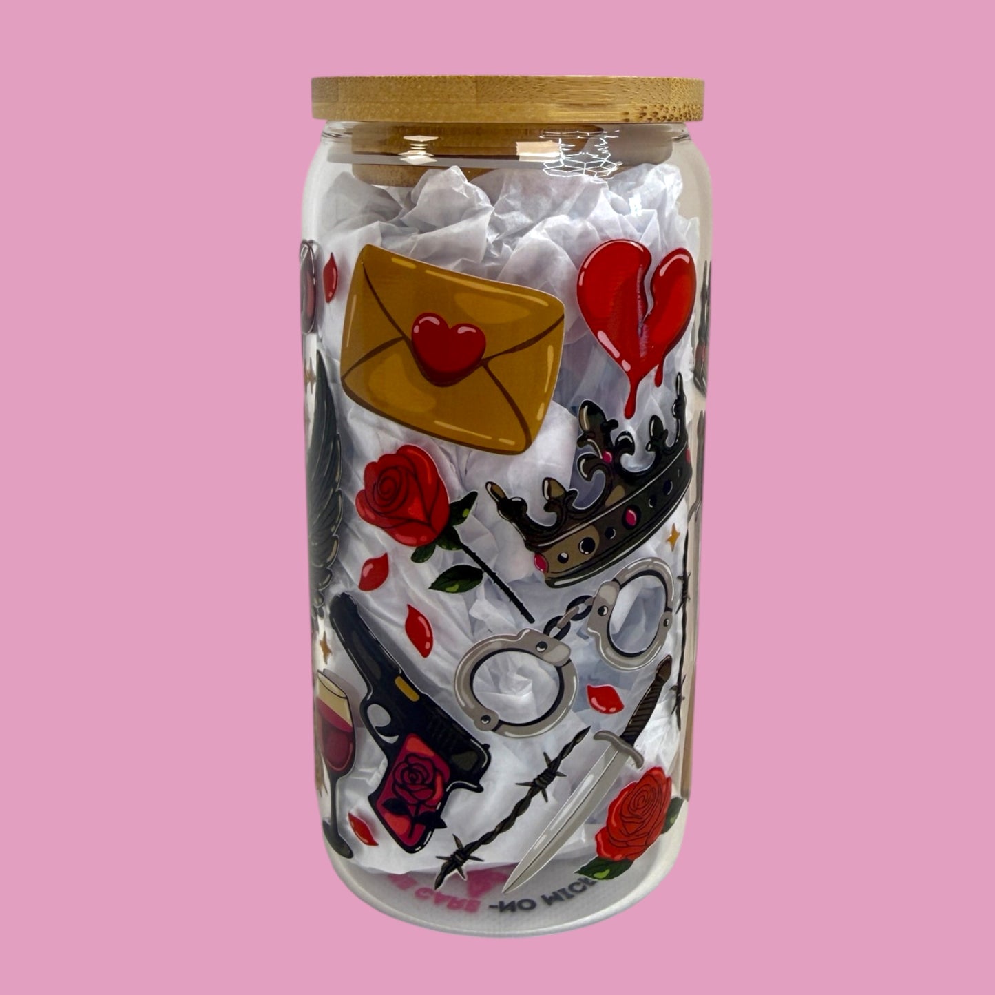 🥀Twisted Romance 16oz Glass Cup 🗡️