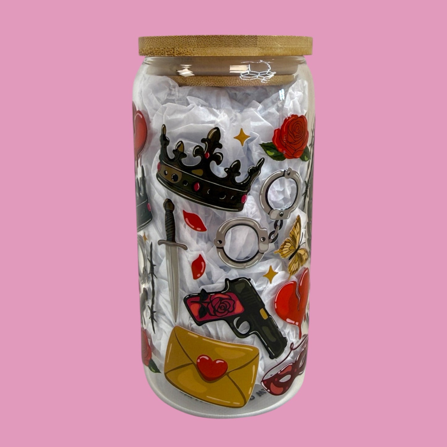🥀Twisted Romance 16oz Glass Cup 🗡️