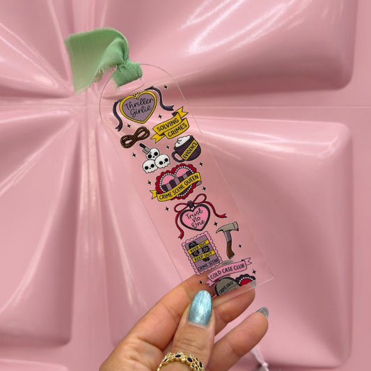 🔎 Thriller Girlie Acrylic Bookmark 💀📚