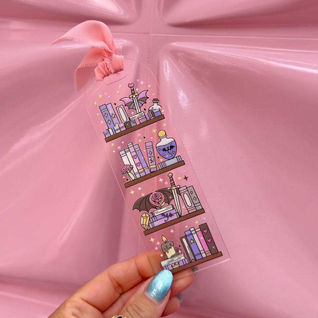 ✨ Enchanted Bookshelf Acrylic Bookmark 📚🐉
