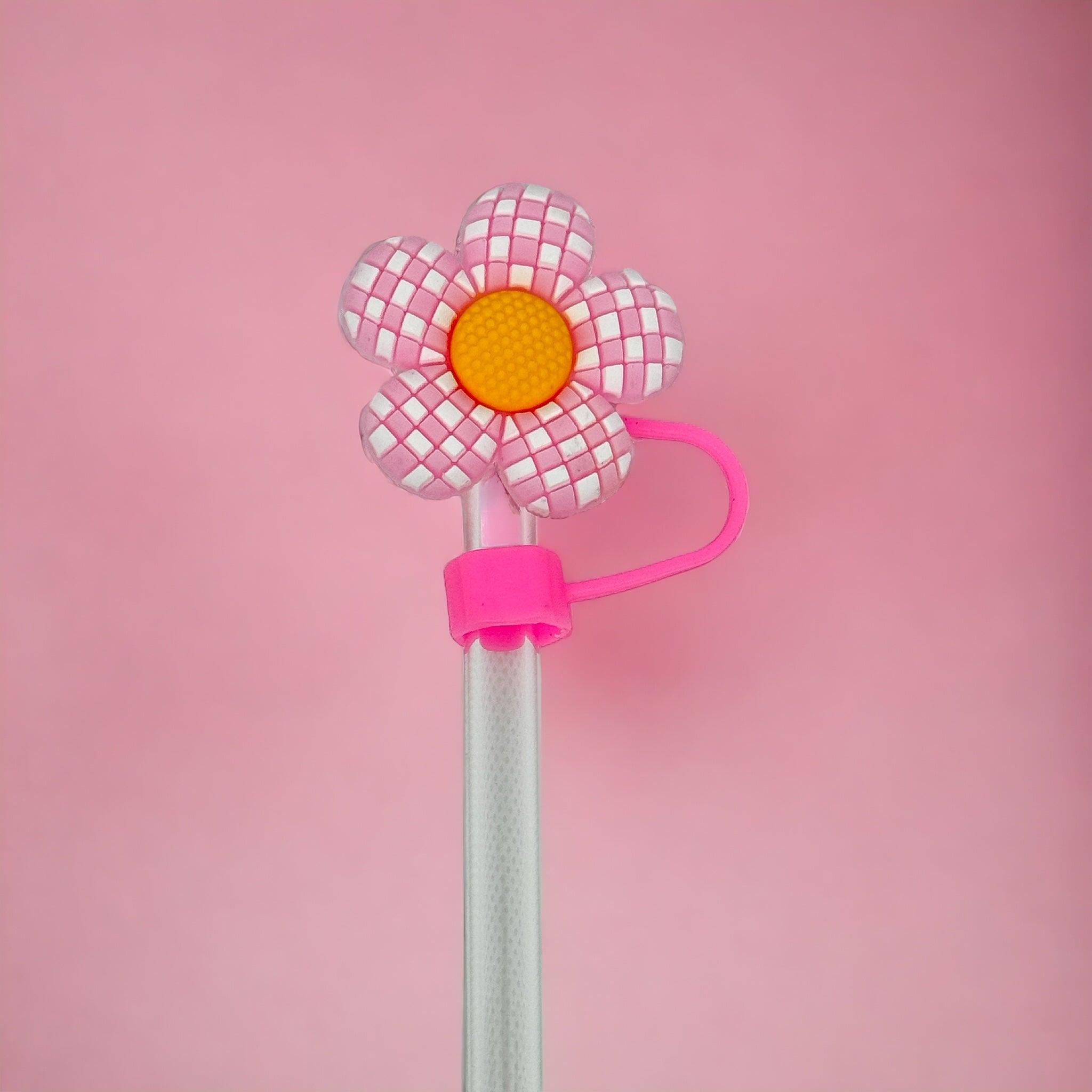 Pink Daisy Straw Topper