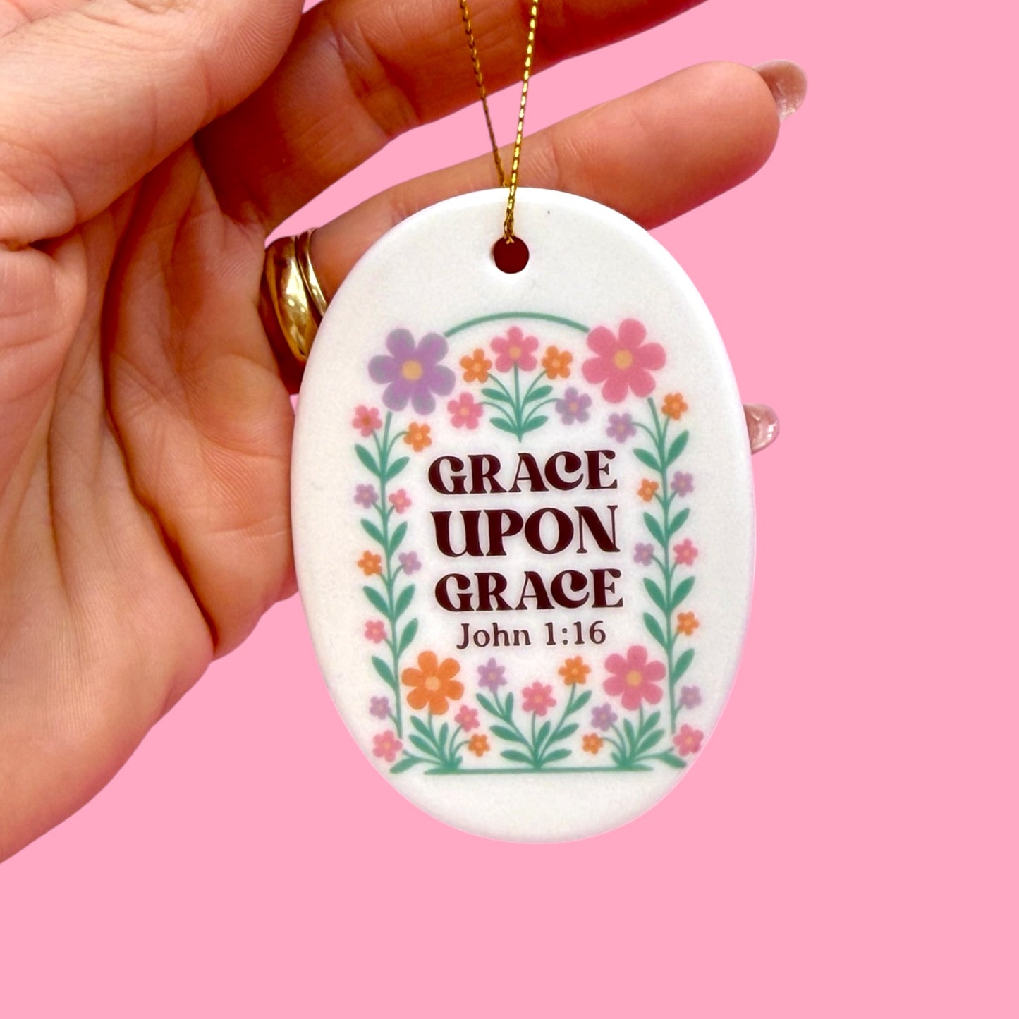 🌸 Grace Upon Grace Ceramic Ornament ✨