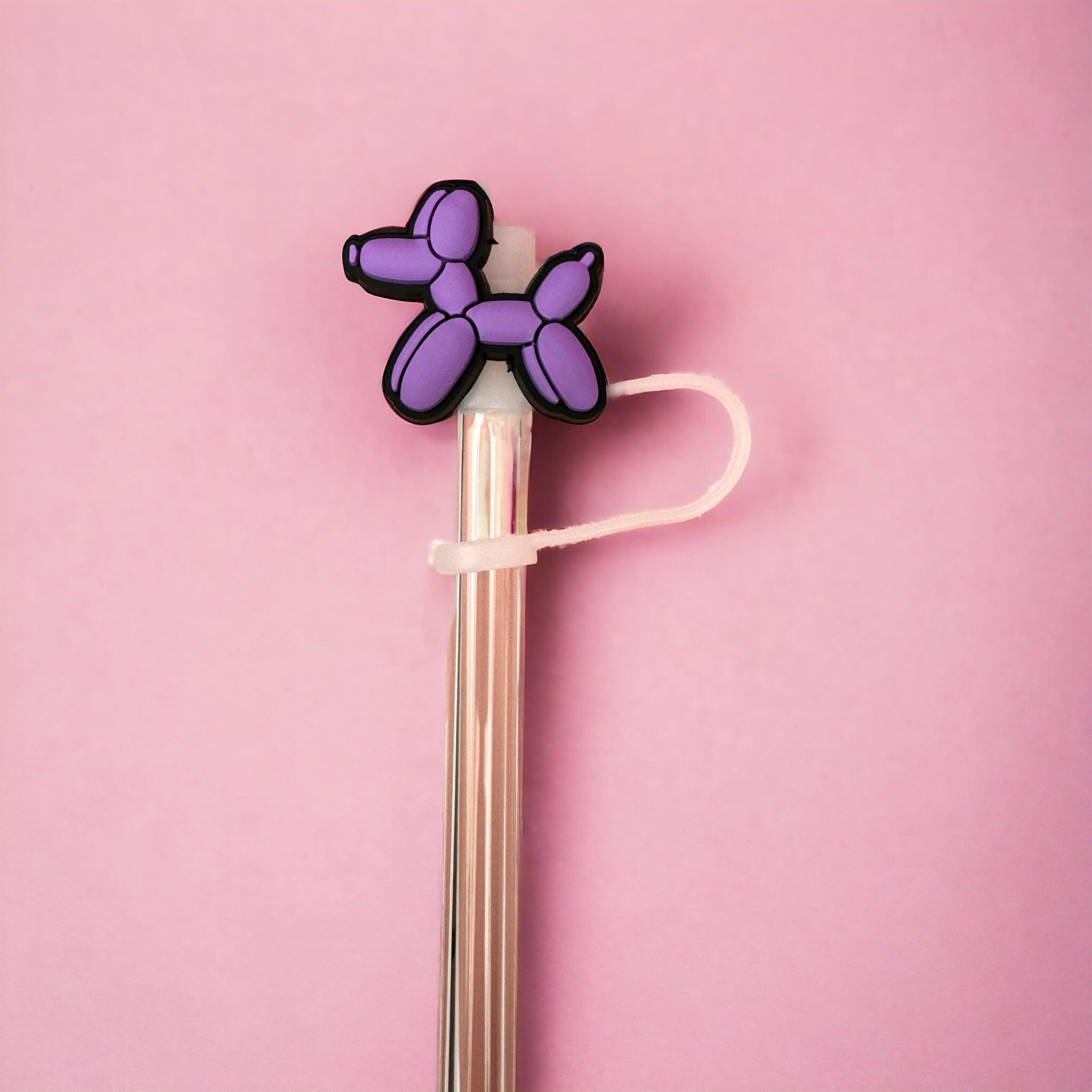 Purple Balloon Straw Topper