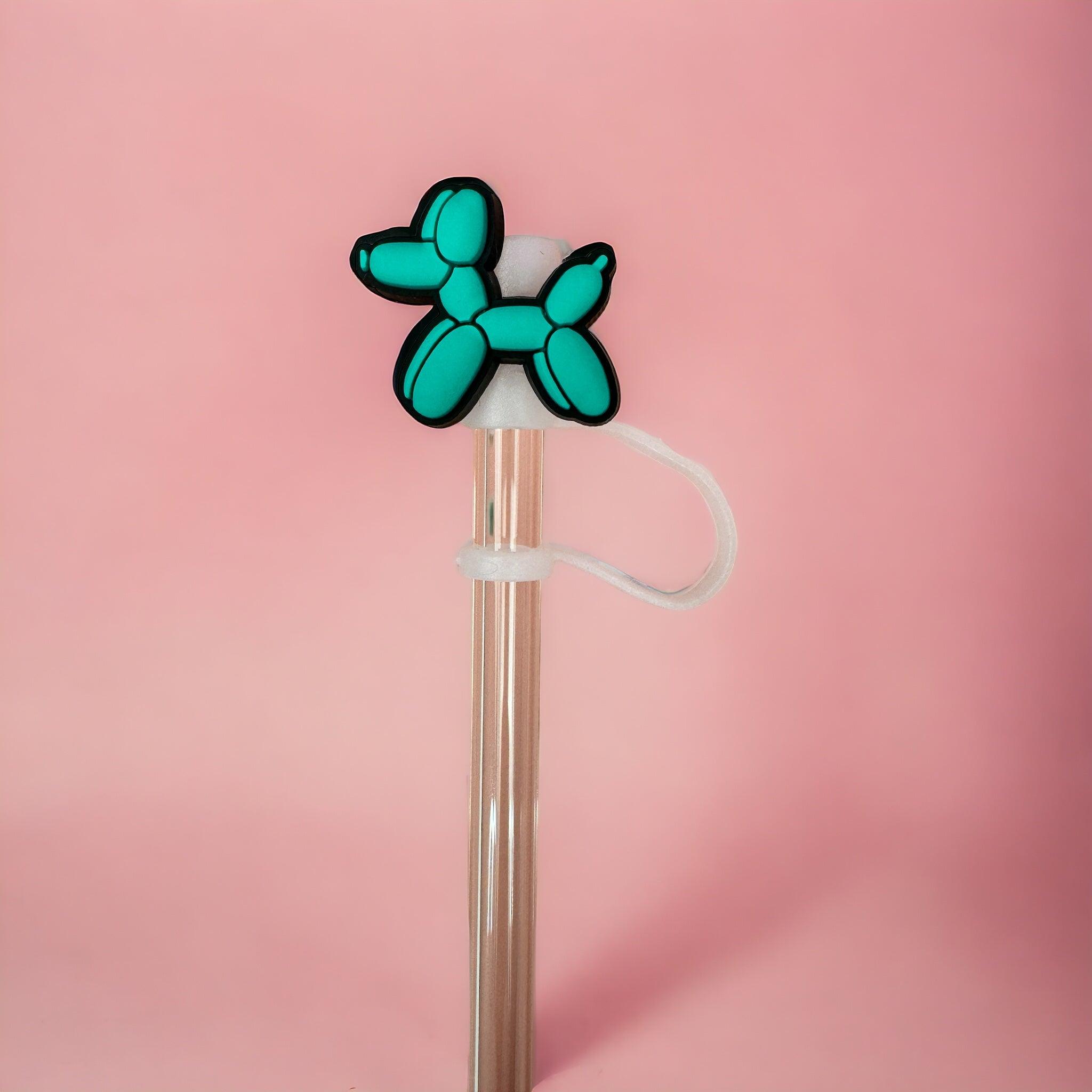 Green Balloon Dog Straw Topper