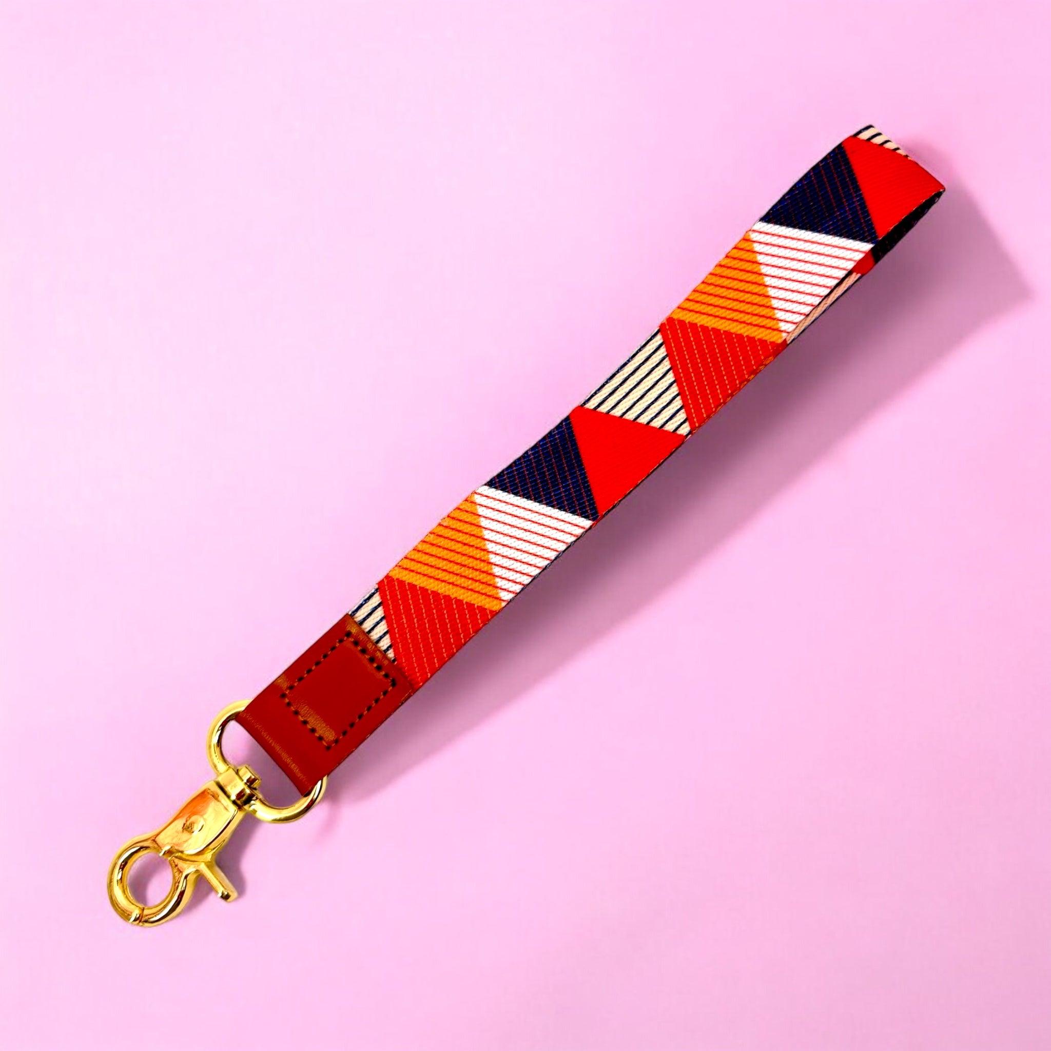 Geometric Patterned Wristlet Lanyard