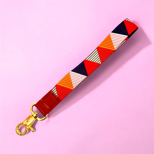 Geometric Patterned Wristlet Lanyard